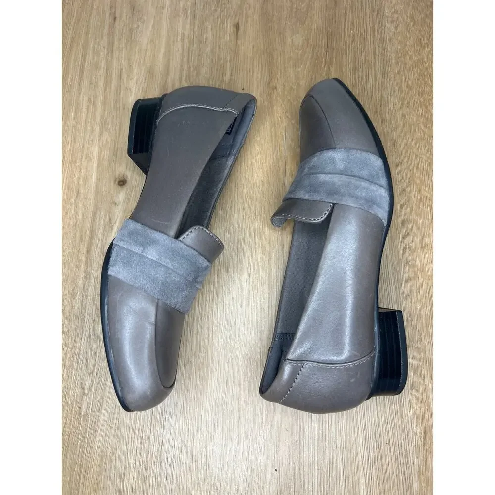 Clarks Collection Womens 5 Juliet Rose Loafer Gray Leather Comfort Slip On